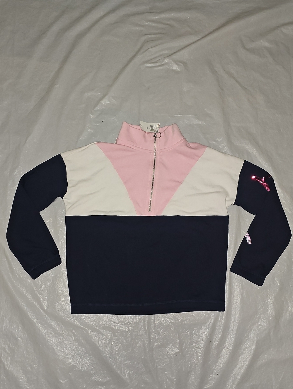Charlotte by Cato Girl Size XL 18 Colorblock 1/2 Zip Pullover, Sequin Detail New